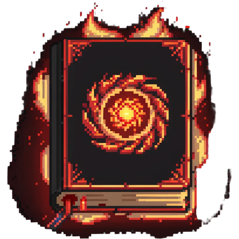 red cursed book with a glowing spell effect swirling around it emoji