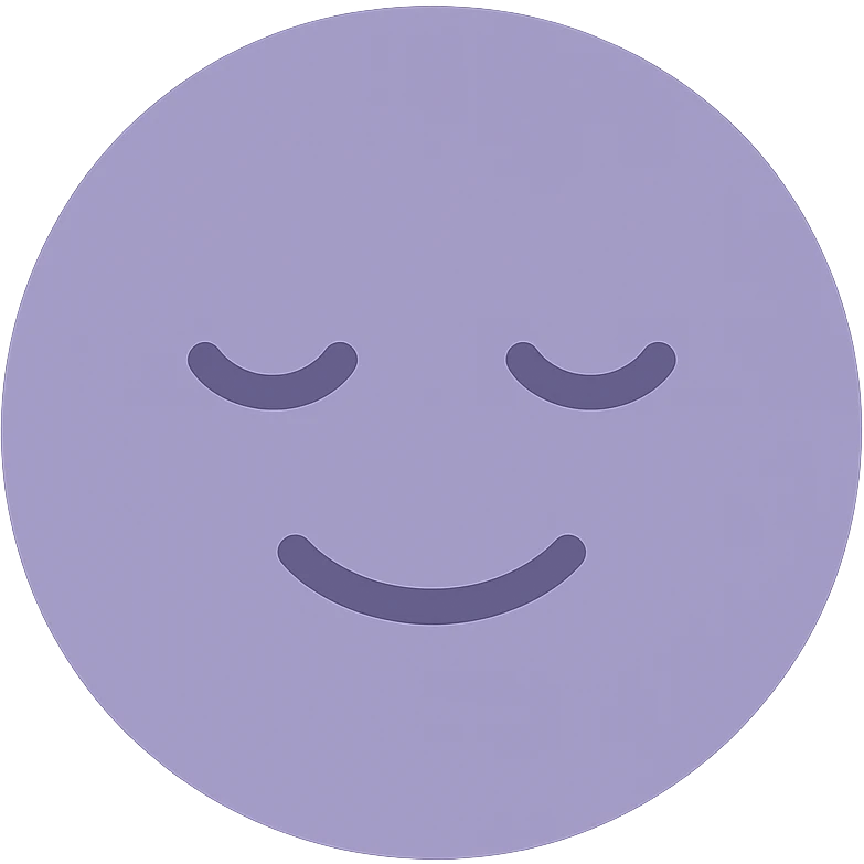 A dull purple a reassured face emoji