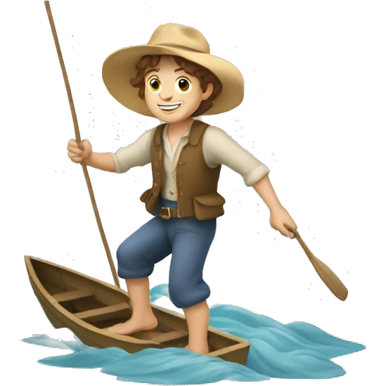 tom sawyer crossing a river on a boat emoji