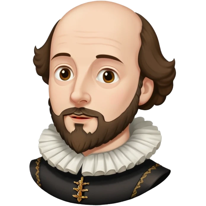 William Shakespeare with beard and balding head wearing a ruff collar emoji