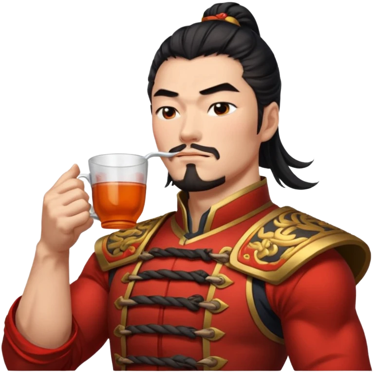 Lu bu squinting while drinking tea  emoji