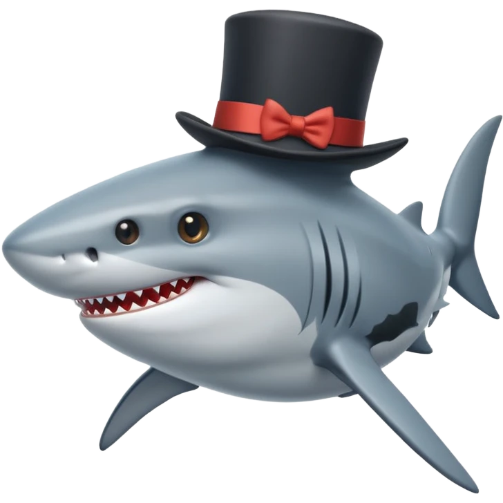 Shark with a top hat emoji