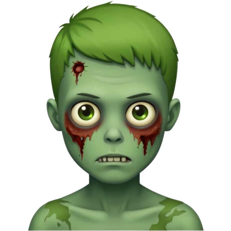 zombie boy with short hair, green skin emoji