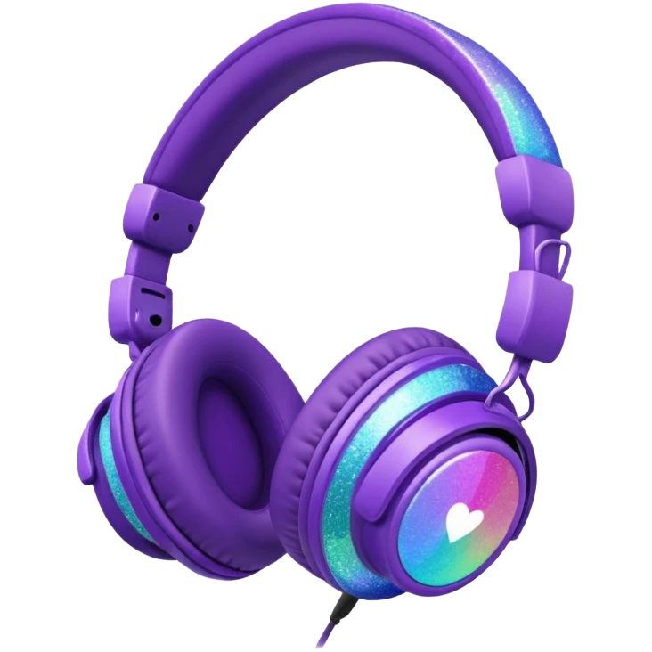 Glitter Purple and Cian headset emoji