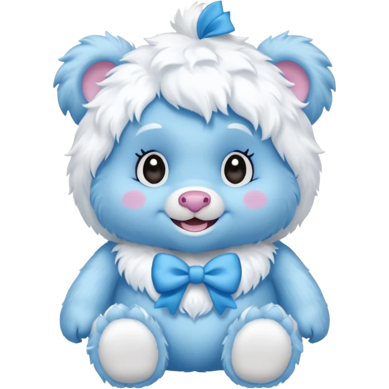 blue girl care bear yeti with bow emoji