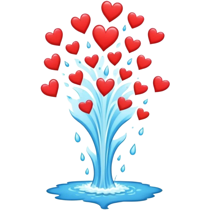 waterfall pouring a bunch of hearts emoji
