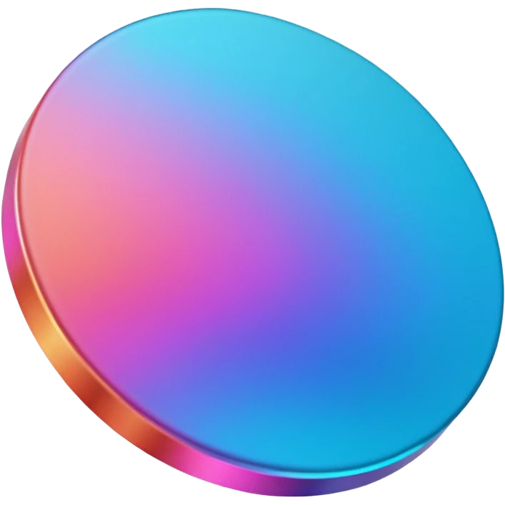 
coin color in in gradient of turquoise, blue, pink, purple, and coral metal texture
Rotate coin 90 degree  3d effect emoji