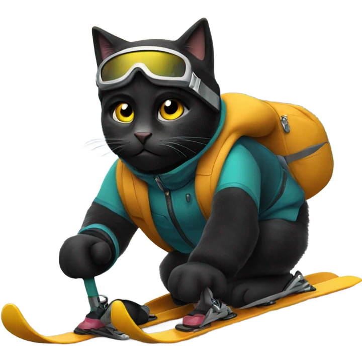 Black cat skiing emoji