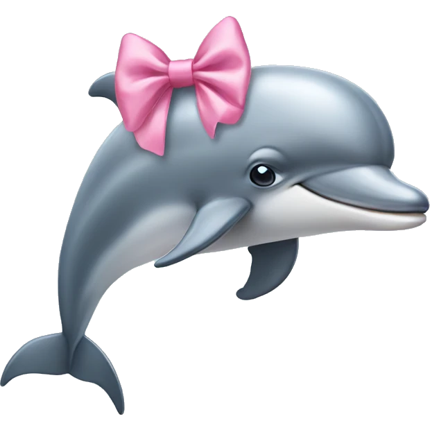 Dolphin wearing a small pink bow emoji