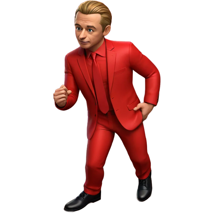 confident male in red suit emoji