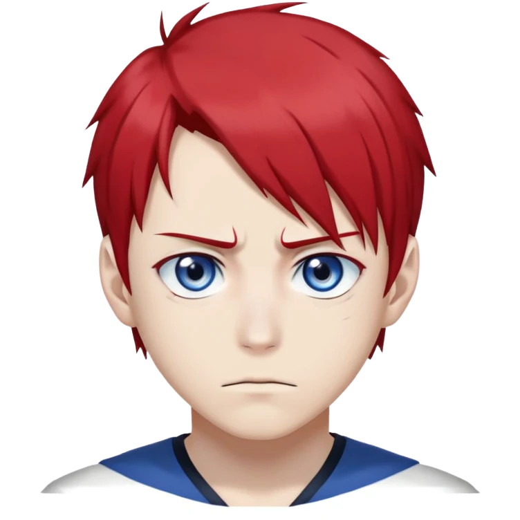 Shoto Todoroki face only, half red half white hair, heterochromia eyes one blue one gray, burn scar on left side of face, serious expression emoji