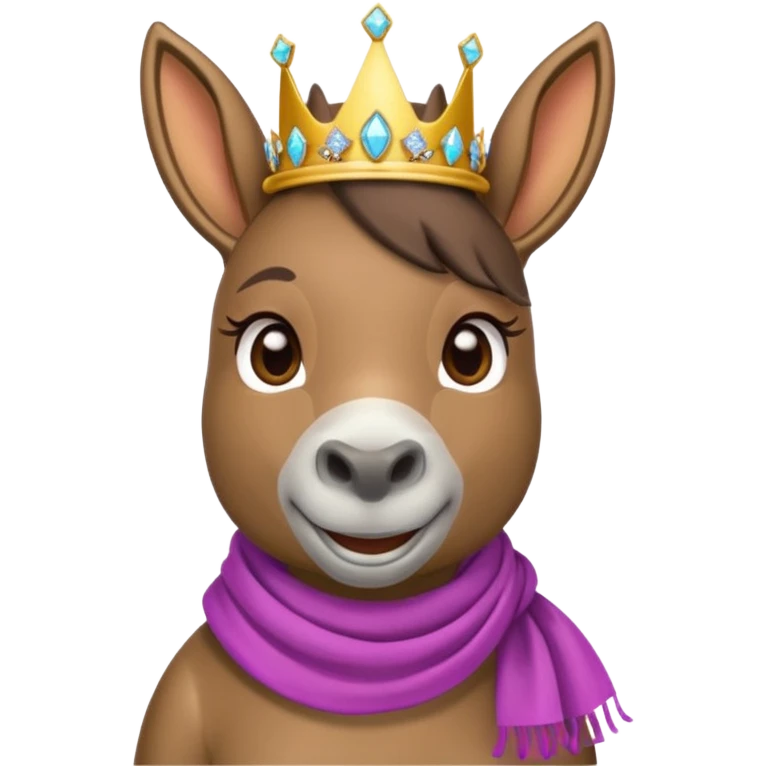 sassy donkey with a tiara and designer scarf, striking a diva pose, emoji style emoji
