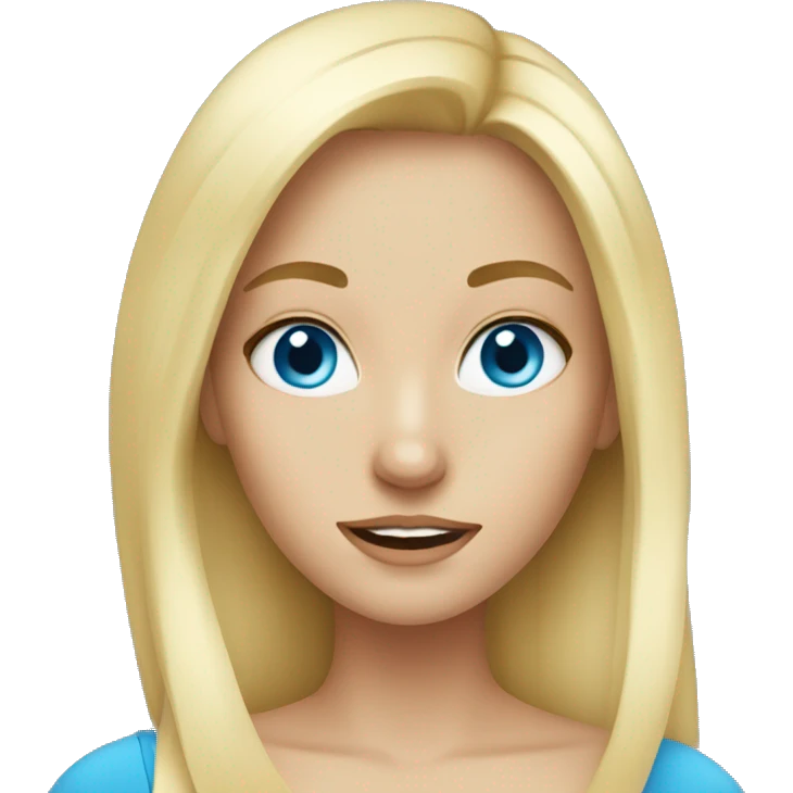 blonde girl with blue eyes taking a selfie emoji
