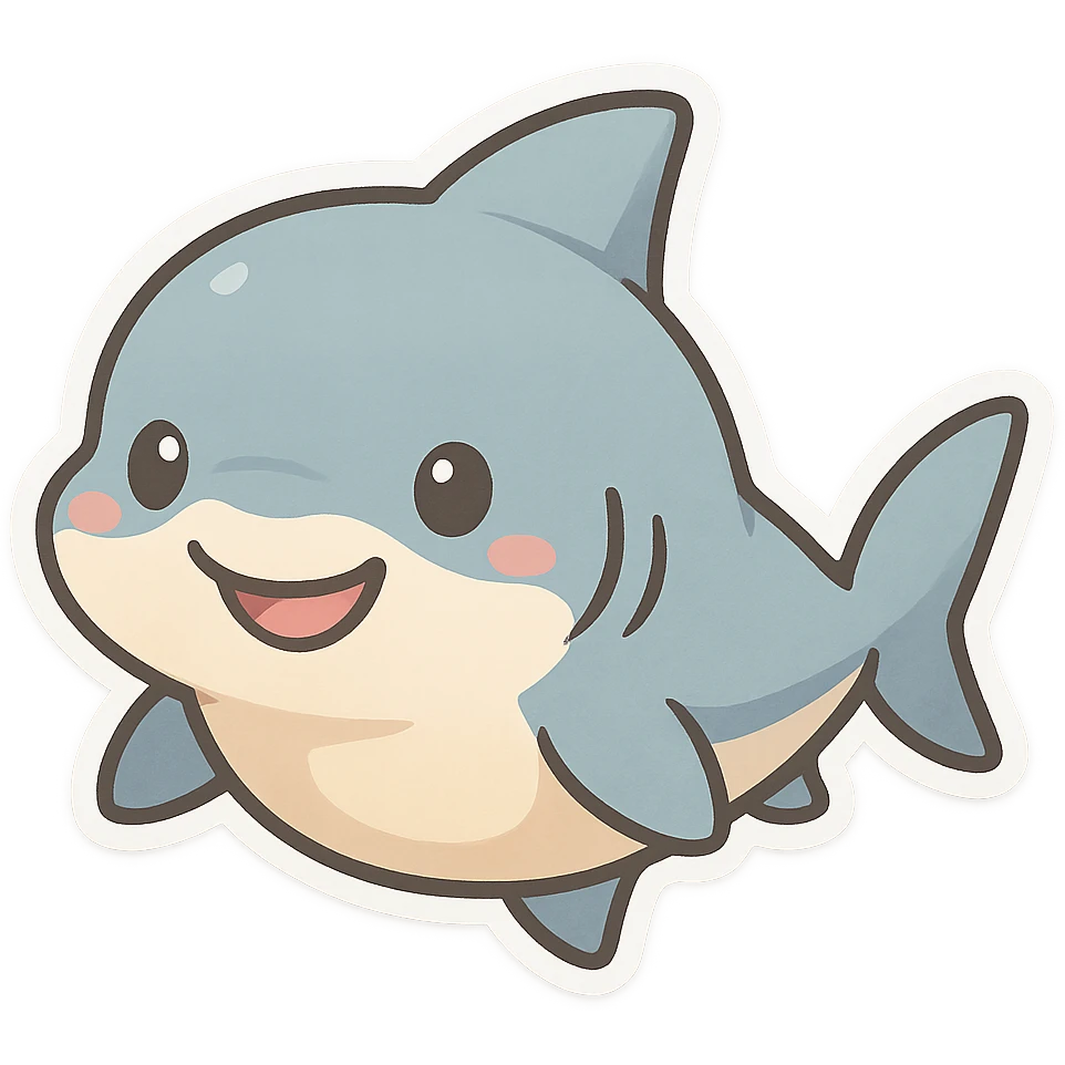 cute baby shark, simple, friendly, suitable for emoji or sticker emoji
