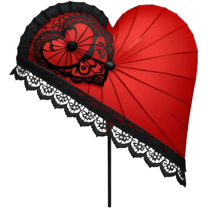 goth heart with a black lace parasol emoji