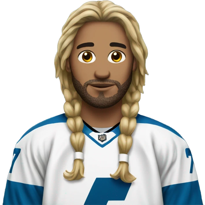 Hockey player long hair number 7 jersey emoji