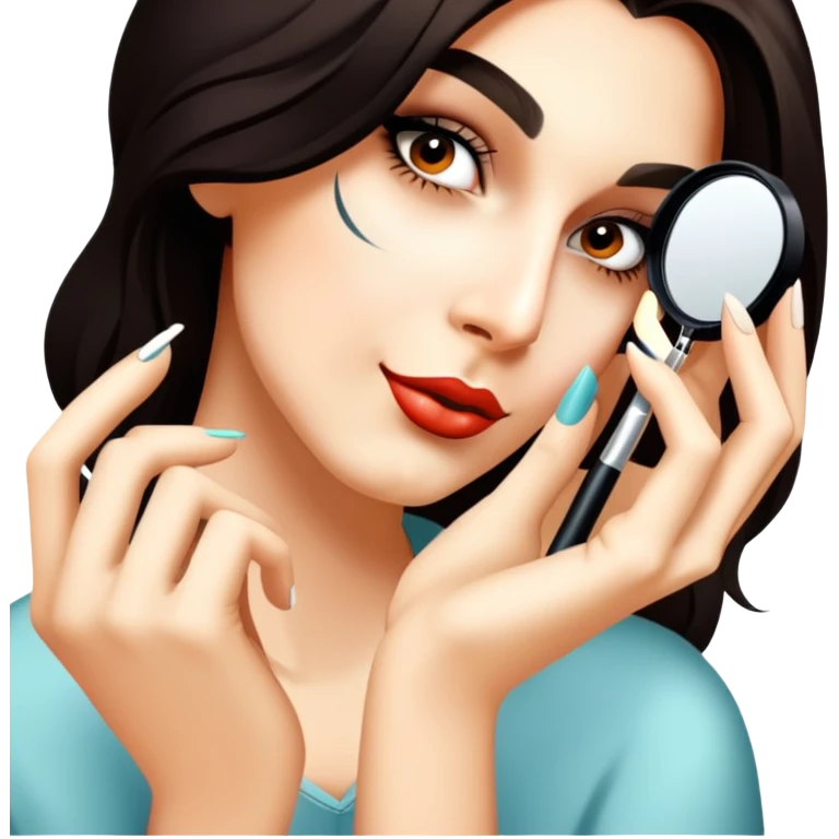 She is doing make up on her eyes emoji