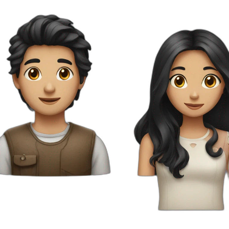 a boy with black hair and a girl with long fair hair emoji