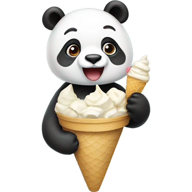 Panda eating ice cream emoji