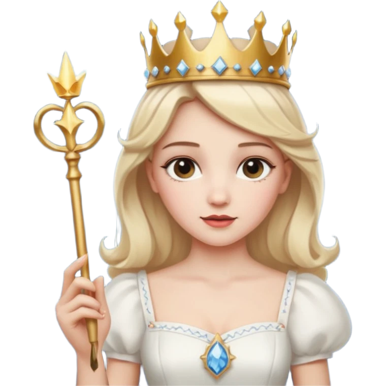 dorothy queen blonde hair, white dress with magic wand, and crown on head emoji