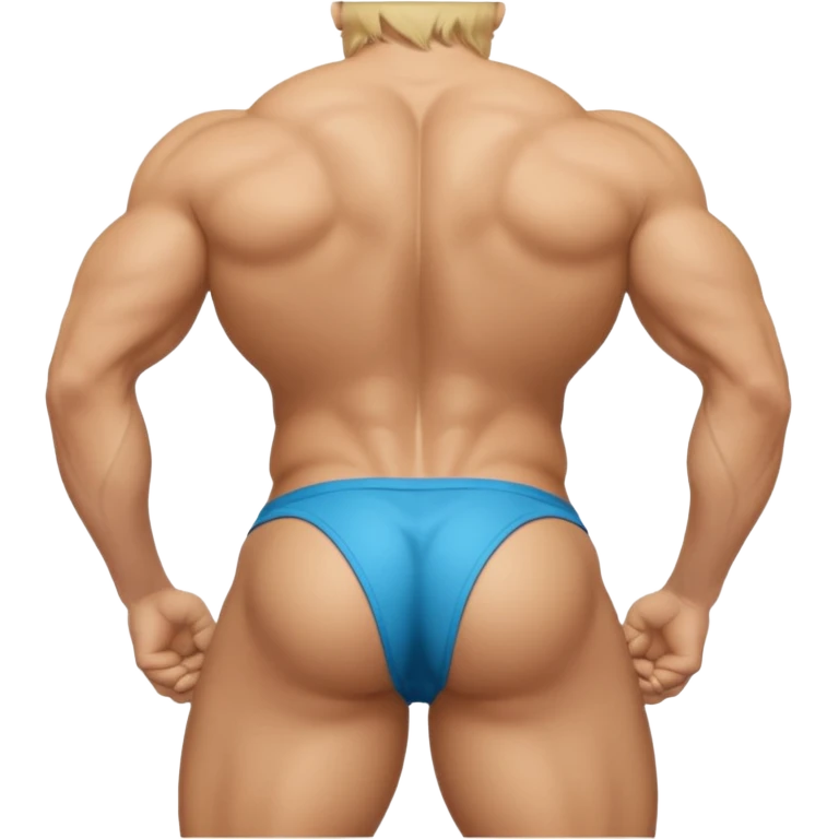 Blonde, white, Naked man, spreading butt cheeks, bent over, exposed ass hole, testicles, balls, looking back at camera emoji