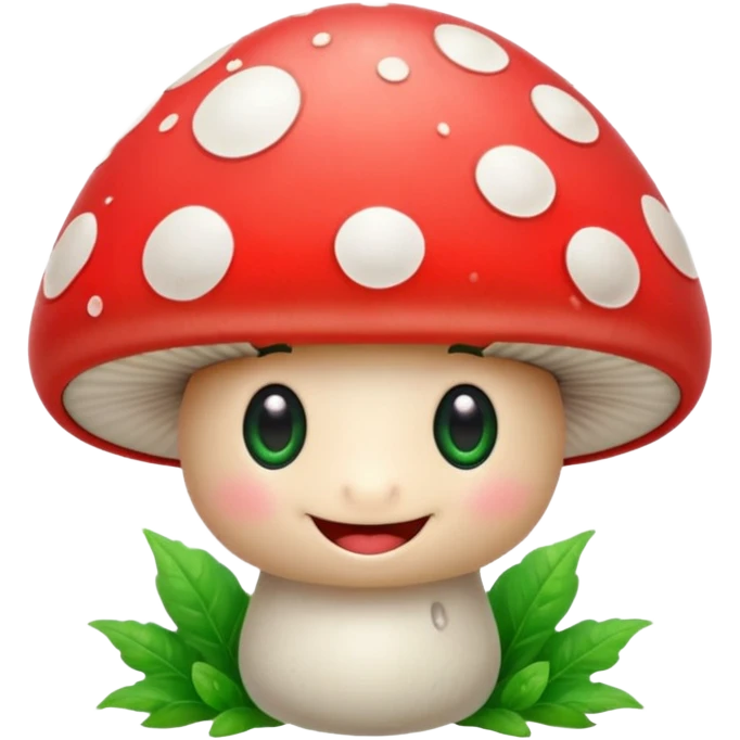 A smiling mushroom with eyes emoji