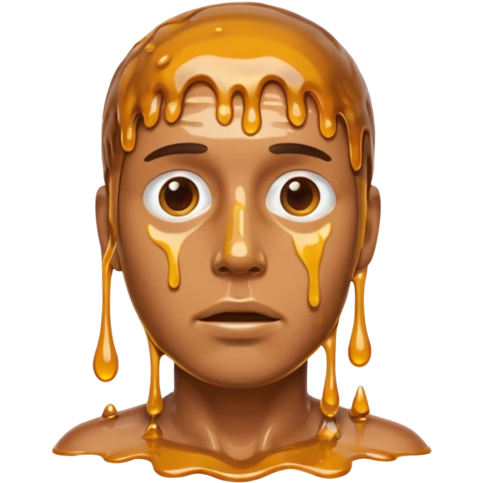 man coved in melting plastic emoji