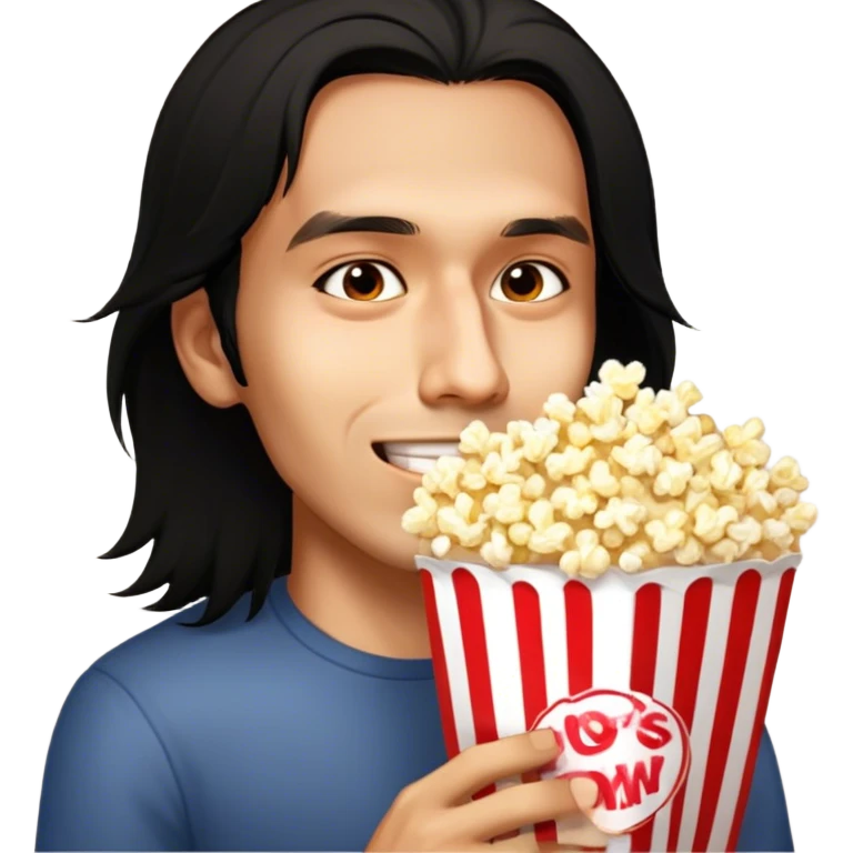 Guy with long hair holding a popcorn  emoji