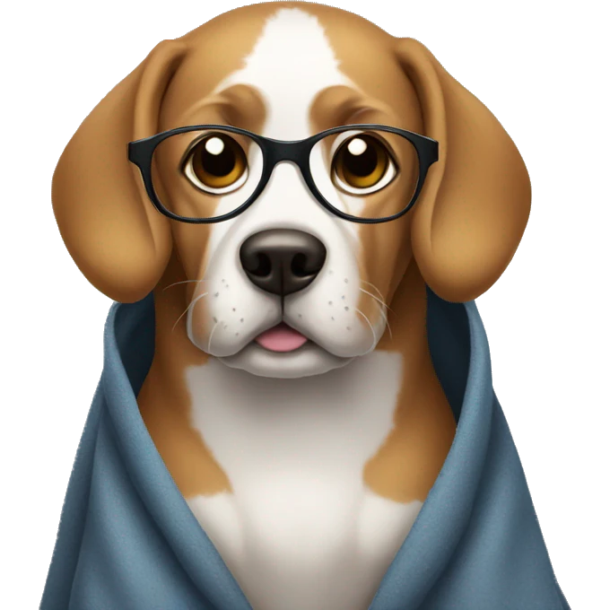 Dog with glasses with oversized cloths emoji