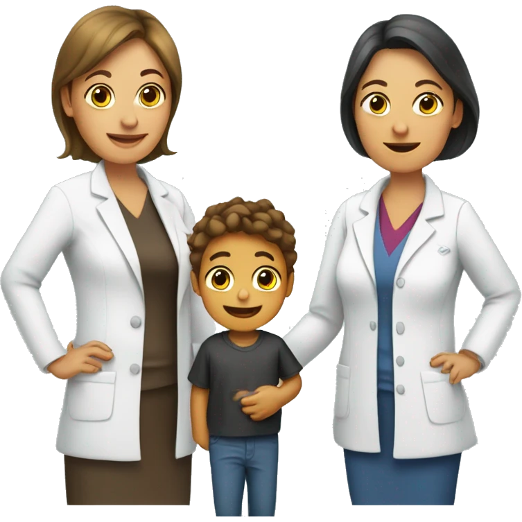 mamá con hijo y enfermera emoji