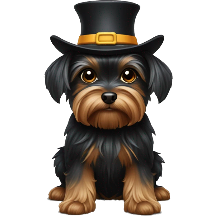 black Yorkshire-terrier chapeau sorcière emoji