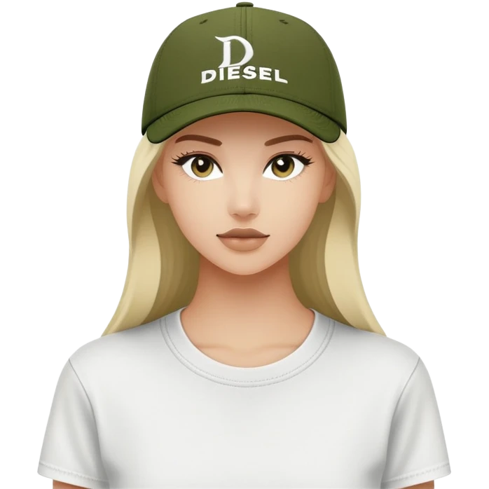 Dark olive green Diesel baseball cap, white script Diesel lettering with logo underneath, standalone hat without person emoji