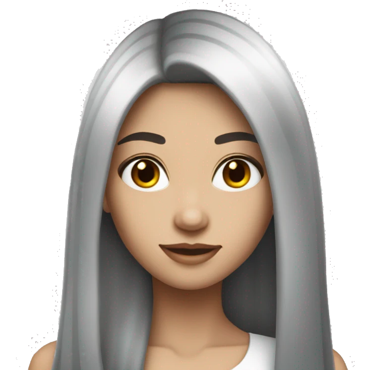 Gorgeous white black haired girl with straight long hair  emoji
