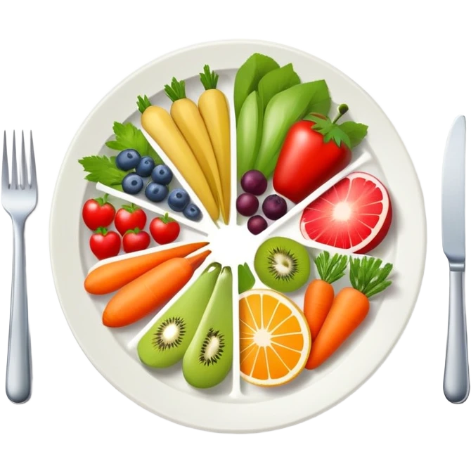 healthy food plate with fruits and vegetables emoji