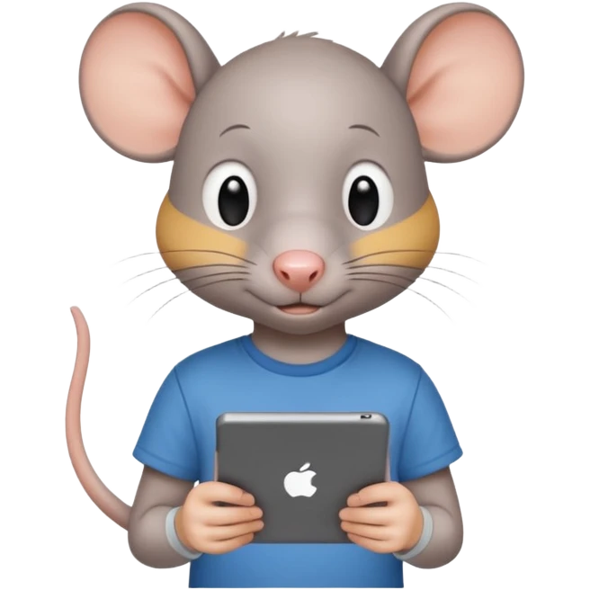 Rat kid with an ipad emoji