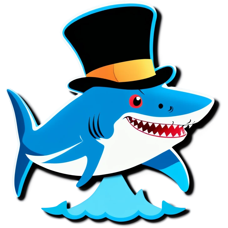 Shark with a top hat emoji