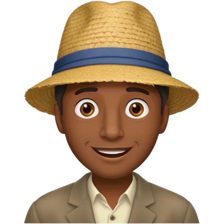 homme créole réunionnais  étonné  avec chapeau emoji
