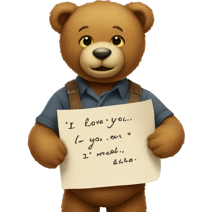 Teddy bear holding note “i love You Dimpal” emoji