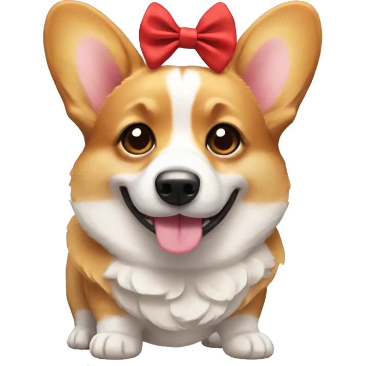 Corgi with cute bow emoji