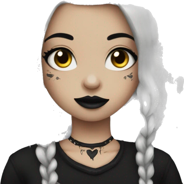 Trad goth girl, dressed in black, with piercings and tattoos emoji
