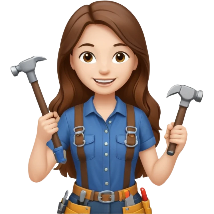 beautiful girl with long brown hair renovating her apartment emoji