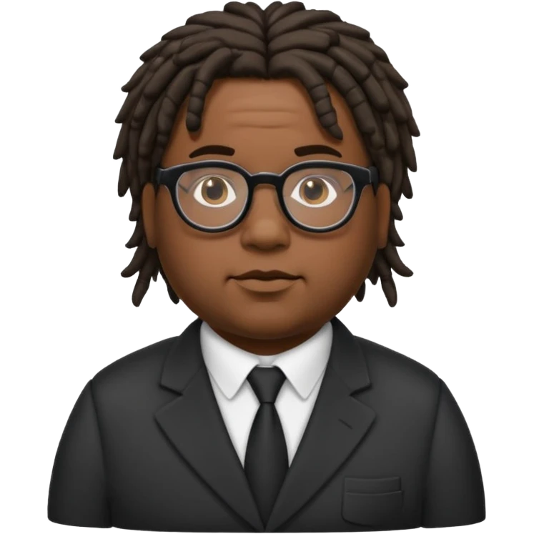 fat black male band director with short dreads and glasses emoji