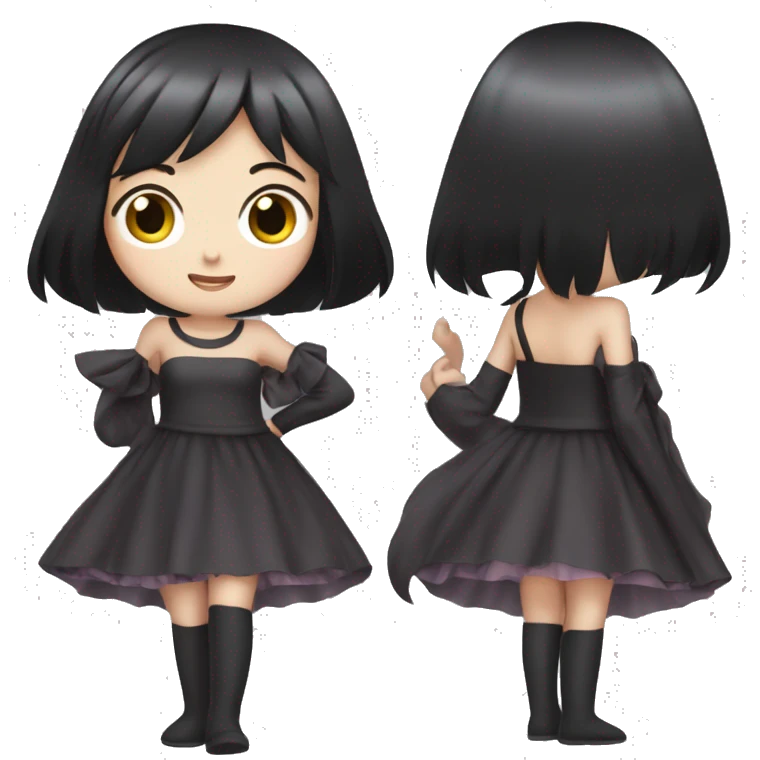 alittle girl with straight hair and kuromi dress emoji