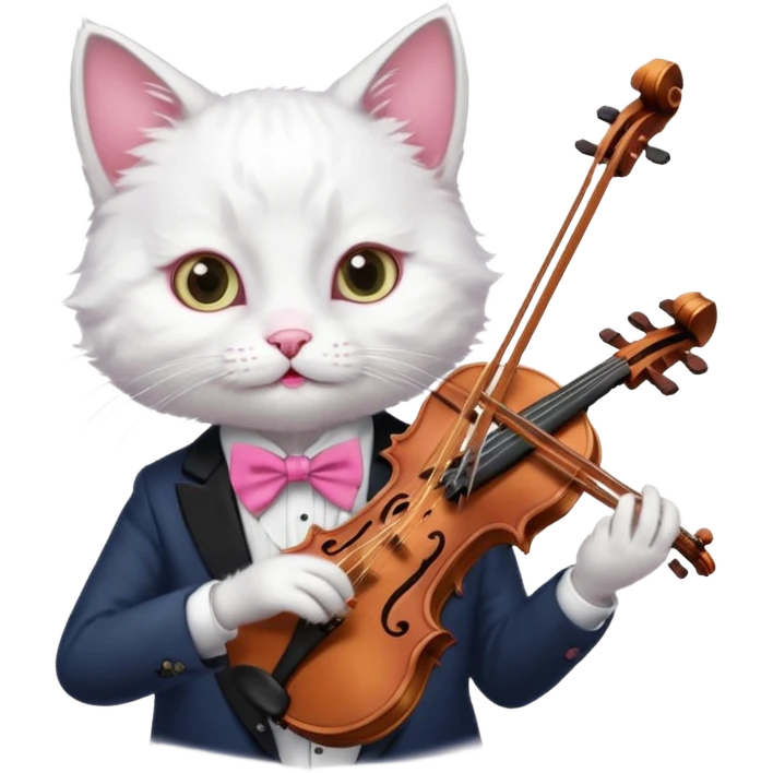 white cat play violin emoji