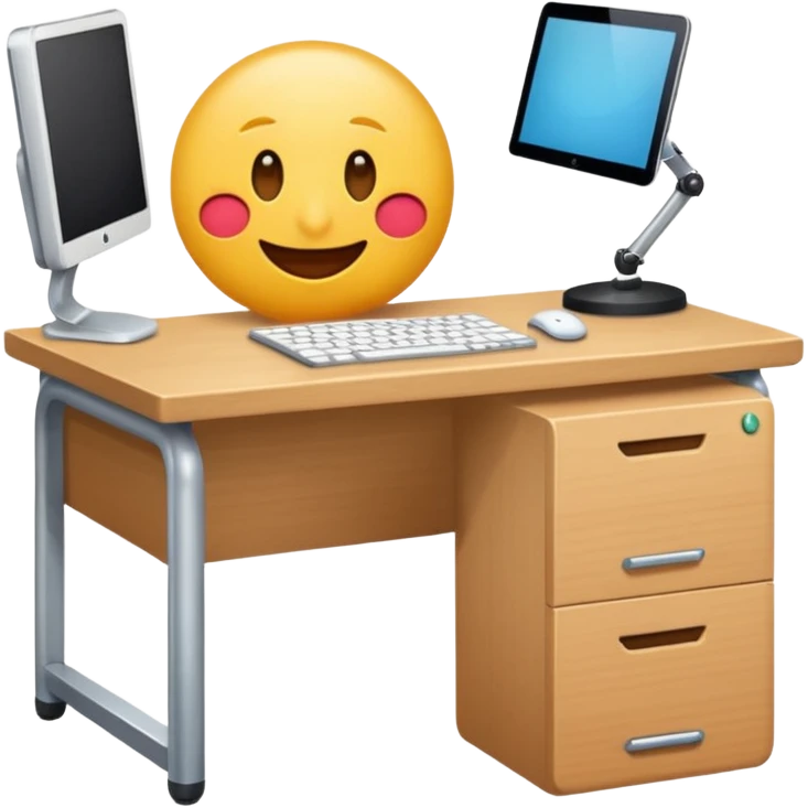 Un emoji derrière un bureau à genoux, avec un autre devant emoji