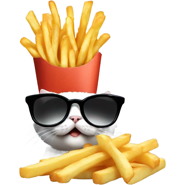 Kitten with sunglasses eating fries  emoji