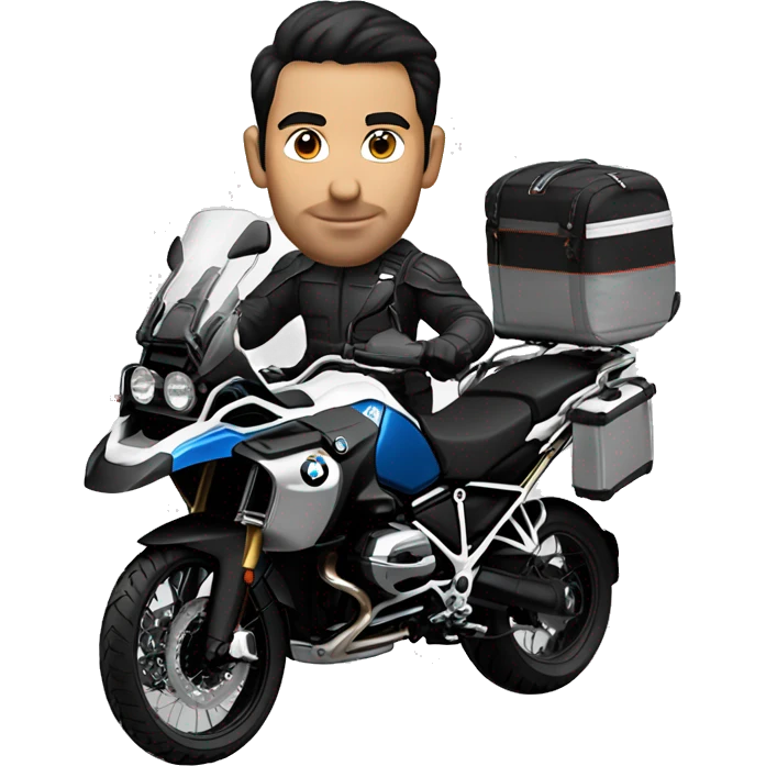 male dark hair no beard on a bmw gs 1250 adventure black emoji