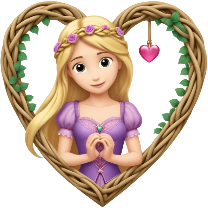 Corazón decorado con cosas de la princesa rapunzel emoji