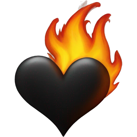 Black heart with fire emoji