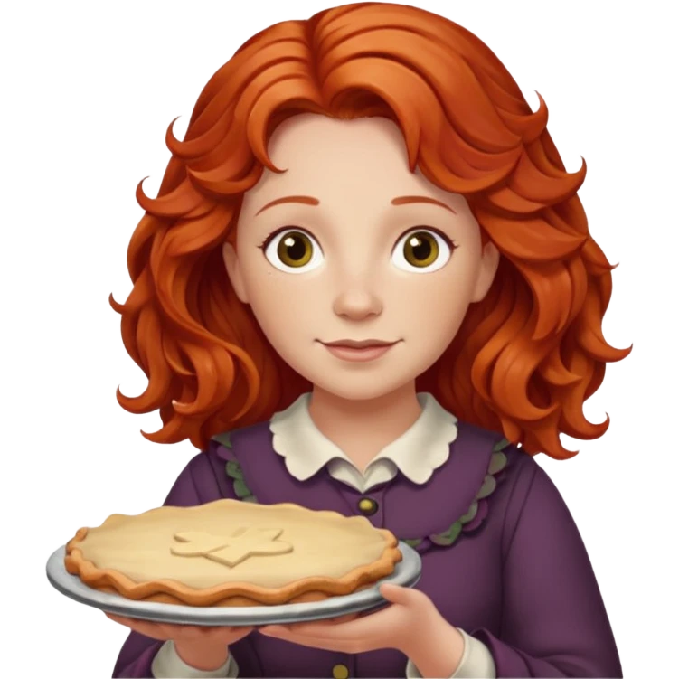 Beautiful Molly Weasley with wavy hair and pie in her hands emoji